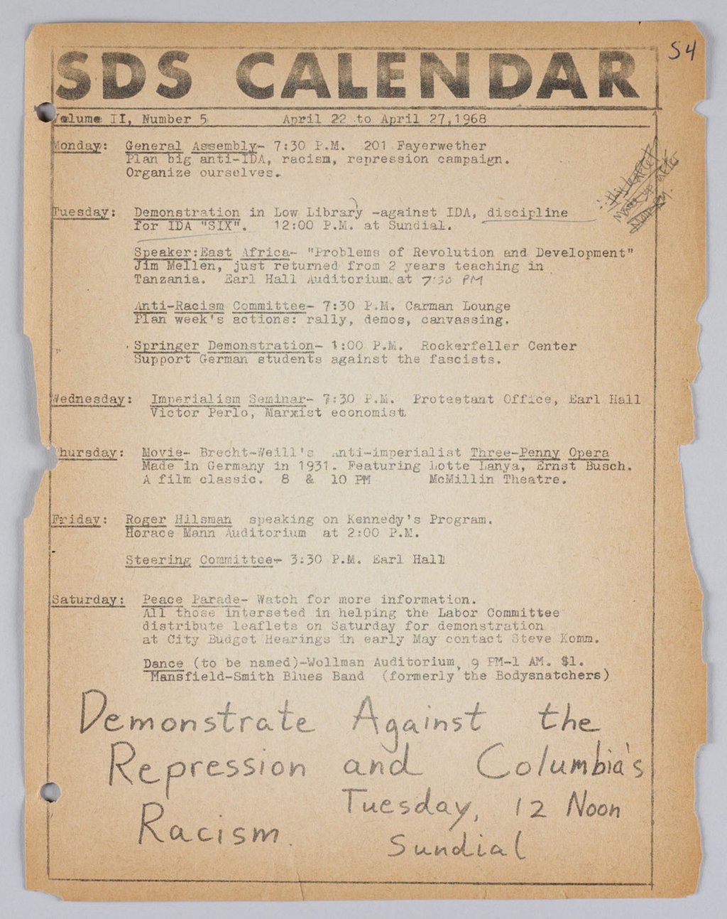 Image of Original calendar of events