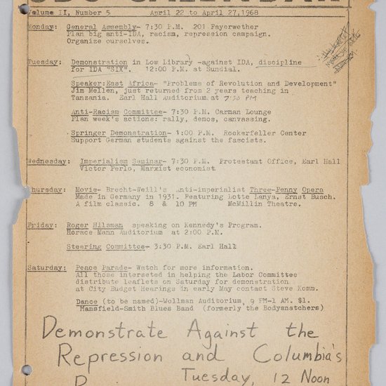 Image of Original calendar of events