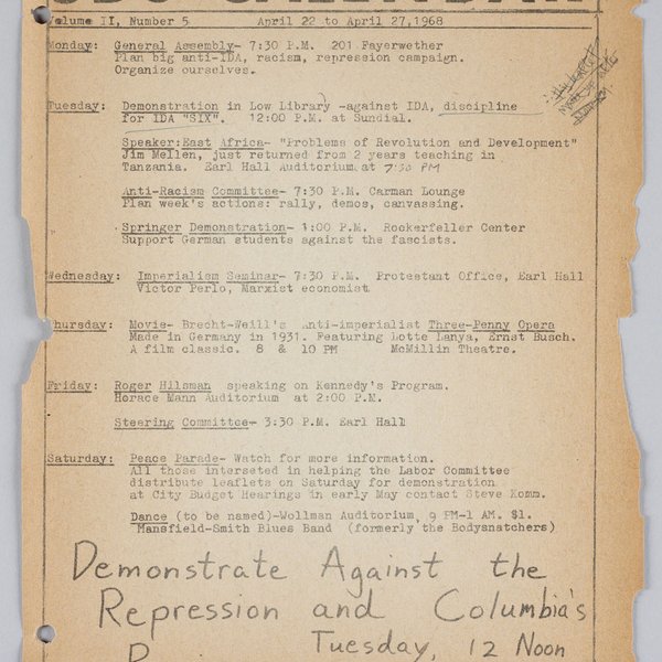 Image of Original calendar of events