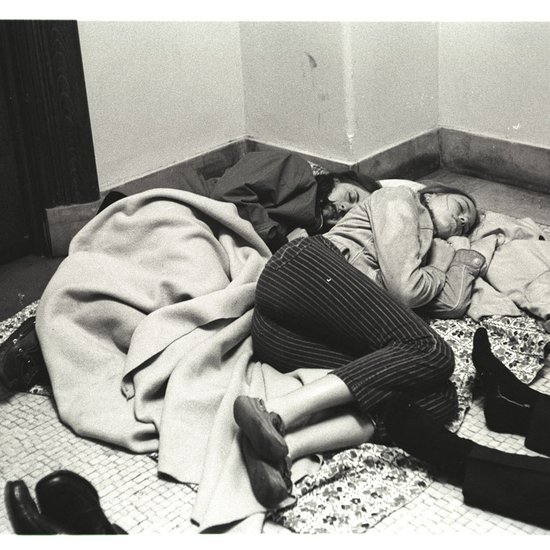 Image of Women occupiers sleeping on floor of Fayerweather.