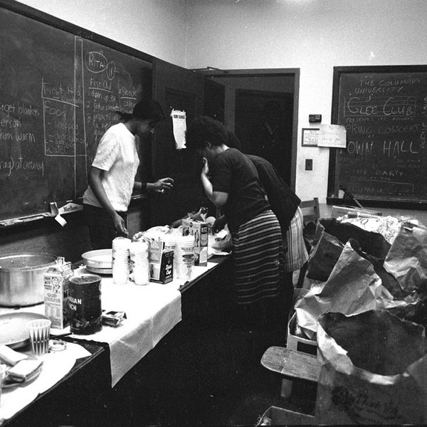 Image of Food pantry inside Hamilton Hall during the occupation.