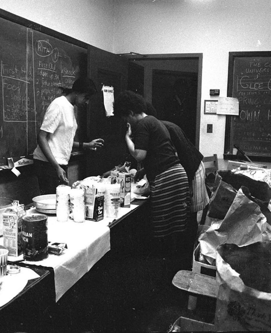 Image of Food pantry inside Hamilton Hall during the occupation.