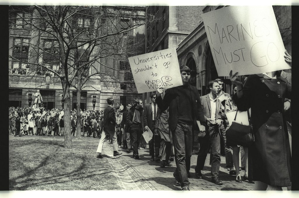 Image of Protest outside Hamilton Hall against Marine Corps recruiting